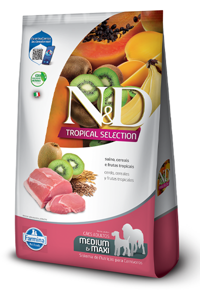 N&D Perros Cerdo, Cereales, Frutas tropicales 2.5 kg.