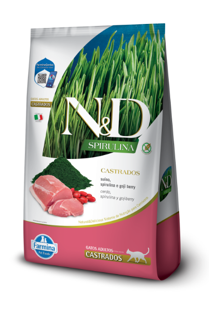 N&D Gatos Castrados Cerdo, Espirulina, Baya de Goji 1.5 kg.